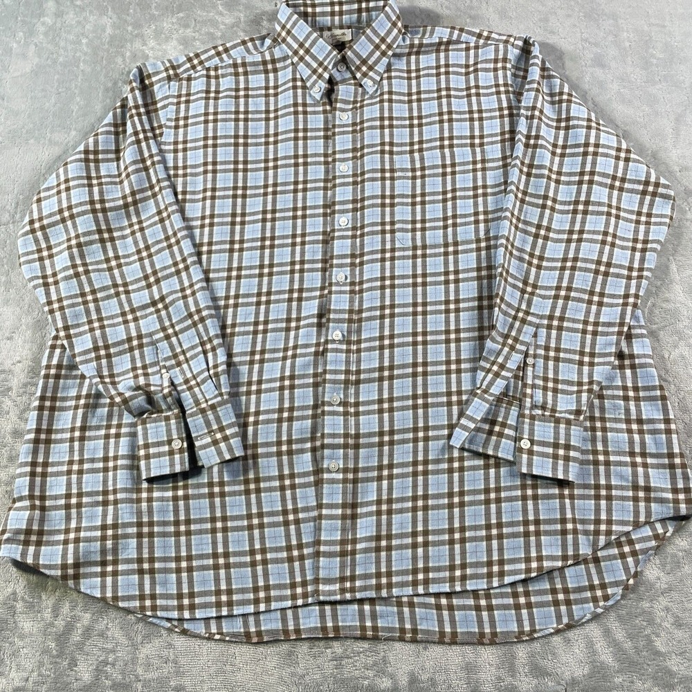 Hamilton Shirt Co‎ Mens 17 33 Plaid Brown Luxury Office Soft Preppy Sept 23
